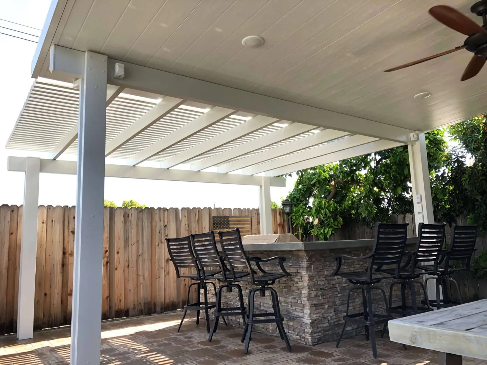Pergola finish and structure detail from the project gallery